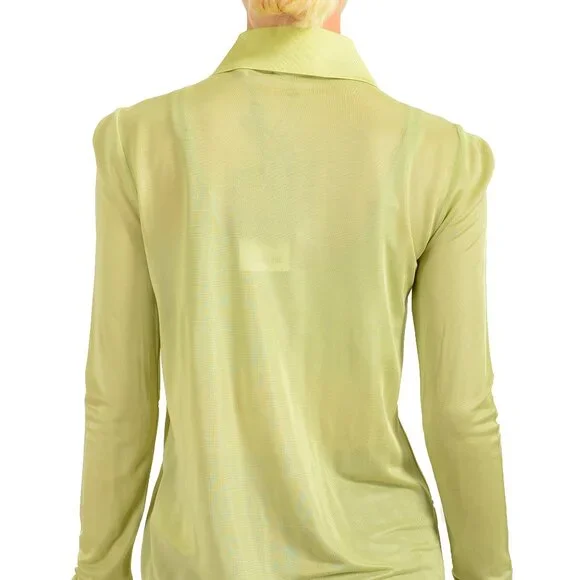 Burberry Women's Louisa Mist Green Long Sleeve Polo Shirt US S IT 40